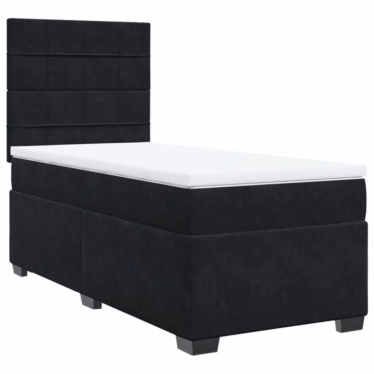 Giroletto a Molle con Materasso Nero 90x190 cm in Velluto