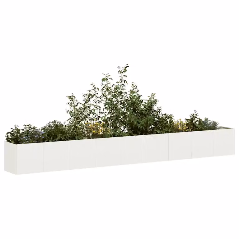 Fioriera bianca vidaXL in acciaio per orto e giardino L: 360 cm, P: 40 cm, H: 40 cm