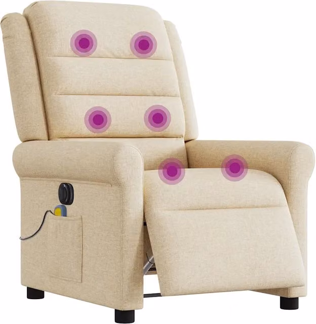 Poltrona Reclinabile Massaggiante | Sedia Relax Elettrica Crema in Tessuto
