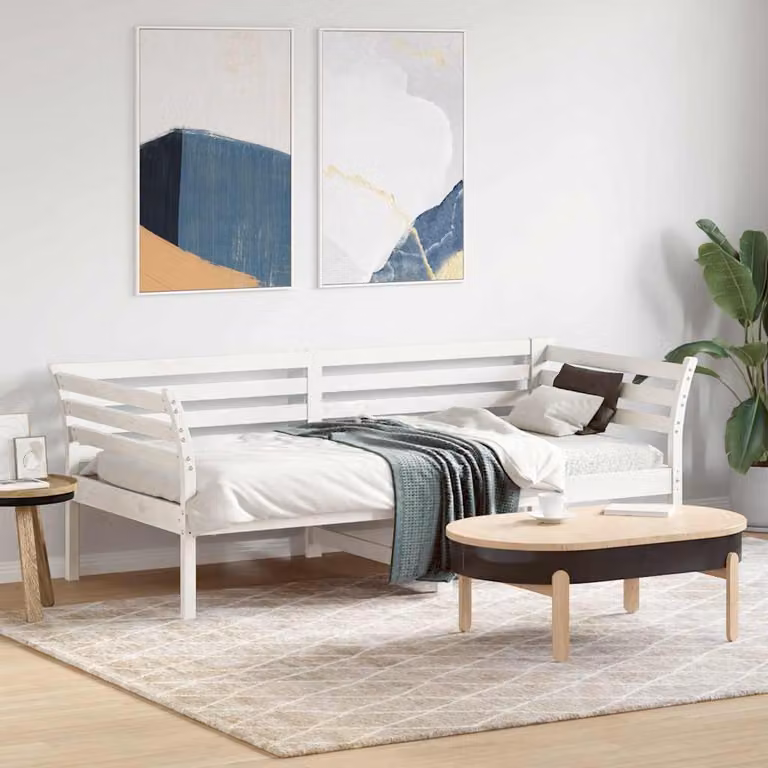 vidaXL Letto singolo in legno di pino bianco stile rustico L 200 cm x P 80 cm