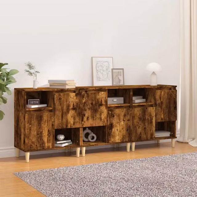 Set di 3 credenze vidaXL in legno marrone opaco da appendere alla parete L: 60 cm, P: 35 cm, H: 70 cm