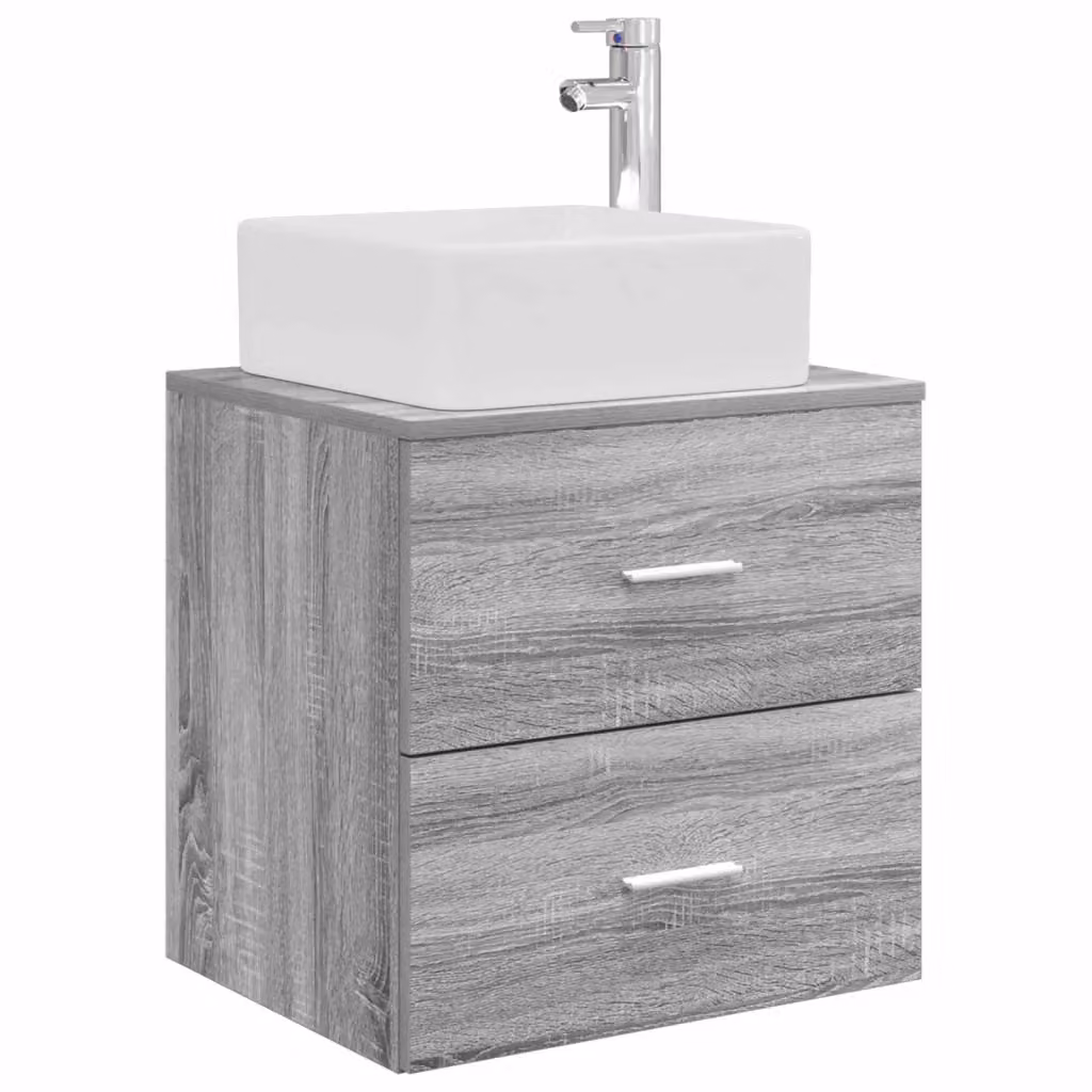 Mobile Lavabo da Parete Moderno vidaXL Grigio con Cassetti e Ante L/P/H: 53 x 34,5 x 63 cm – 2