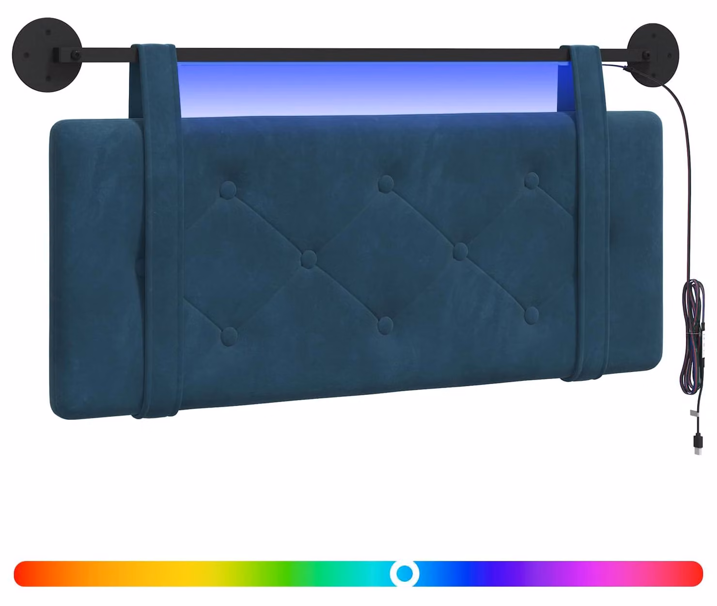 Testiera sospesa Con luce LED Blu Velluto