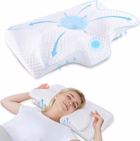 Cuscino a cuneo HOMCA in memory foam bianco con rivestimento traspirante e rimovibile per adulti