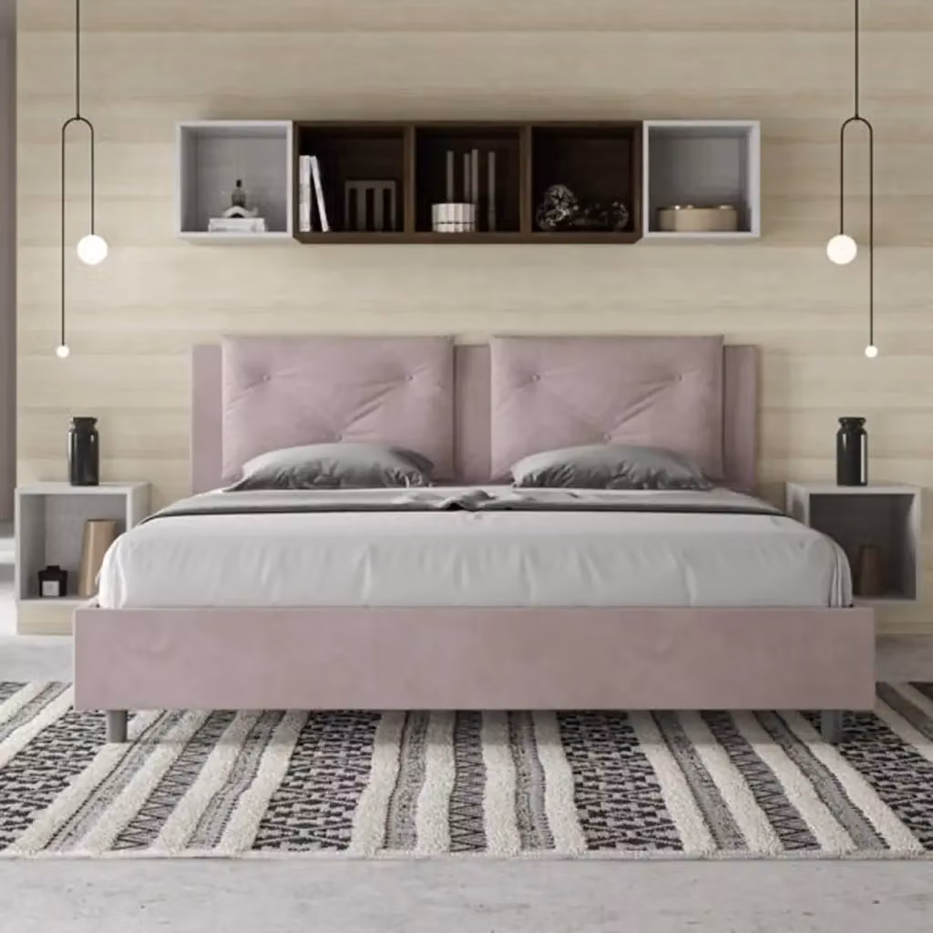 Letto contenitore imbottito Ityhome in microfibra viola L/P/H: 180 x 200 x 110 cm – 2