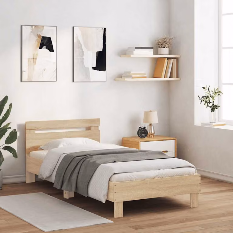 vidaXL Letto con Testiera in Rovere Sonoma L: 100 cm, P: 200 cm
