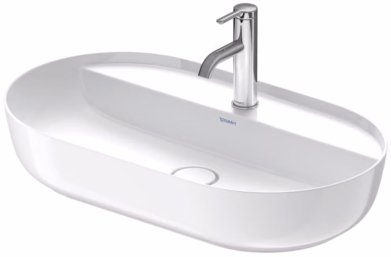 Duravit Luv vasque à poser 70x40cm, sans trop-plein, avec plage de robinetterie, 1 trou pour robinetterie, rectifié, 03807000001, 03807000001