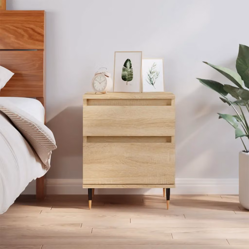Comodino moderno vidaXL in legno multistrato color rovere sonoma, sospeso, L 40 cm x P 35 cm x H 50 cm