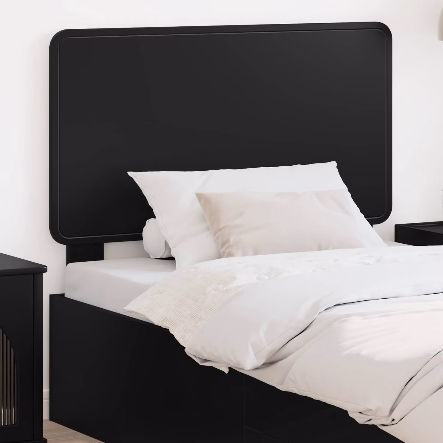 Testiera per letto moderna vidaXL in legno ingegnerizzato nero opaco L: 102 cm, H: 100 cm, P: 3 cm