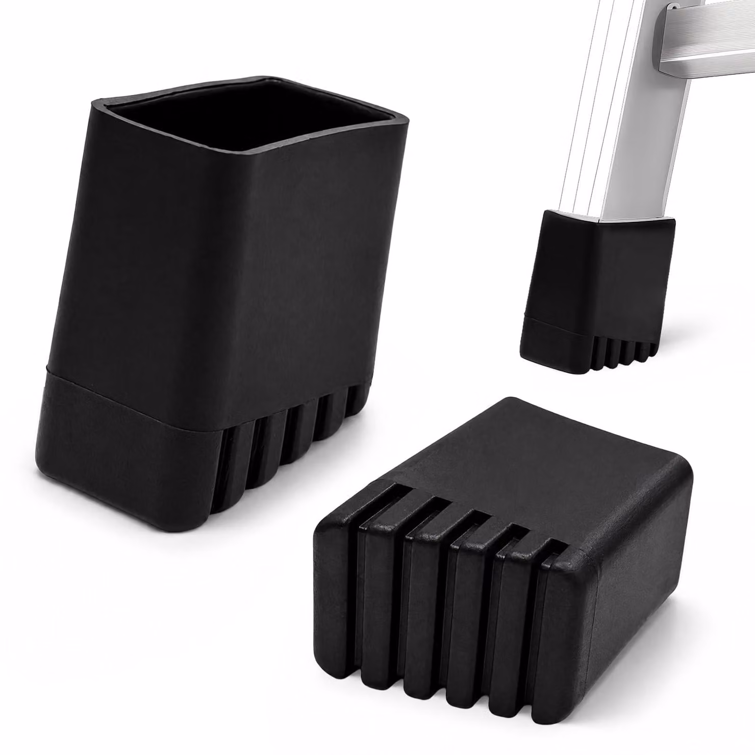 2 piedini di ricambio per scala, in gomma, 20 x 30 mm, colore nero