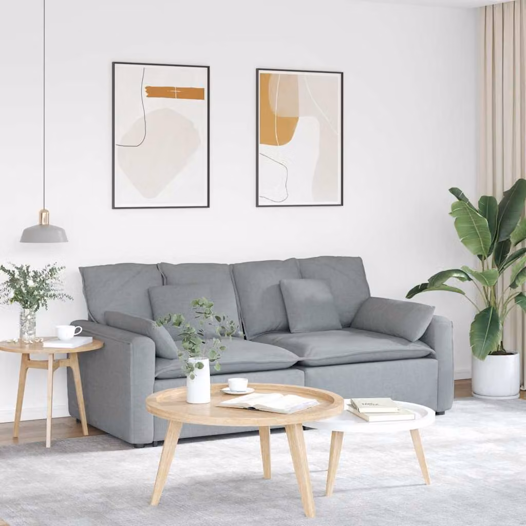 vidaXL Divano Modulare con Cuscini Grigio con Struttura in Metallo e Tessuto