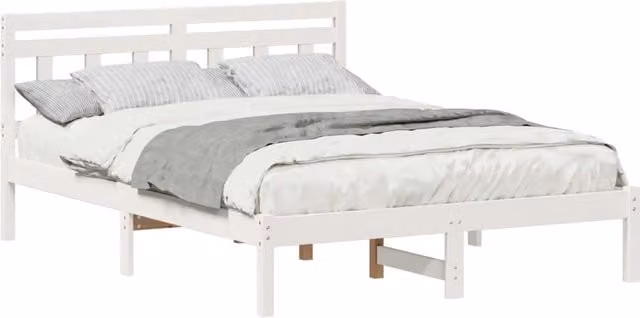 Letto matrimoniale | Letto per adulti | Struttura del letto Bianco 140 x 190 cm Pino massello