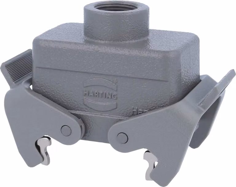 HARTING Han 10B Custodia a manicotto bassa, 1xM20 uscita cavo diritta, con 2 staffe trasversali Vite M20 Area di serraggio 7,0 mm