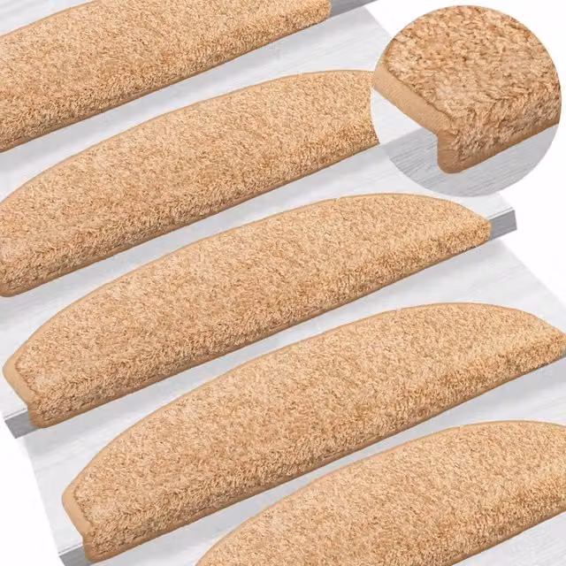 Set di 15 tappetini autoadesivi per scale DESIGN IN, antiscivolo e fonoassorbenti, colore oro e beige, L 80 x P 24,5 x H 3,5 cm