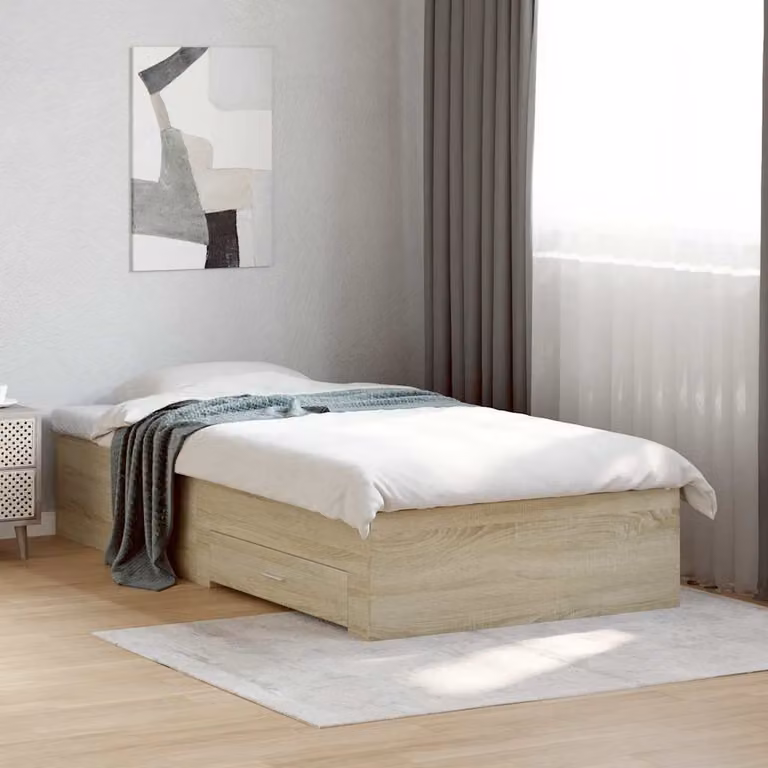 vidaXL Giroletto con Cassetti in Rovere Sonoma e Legno Multistrato, L 100 x P 200 cm