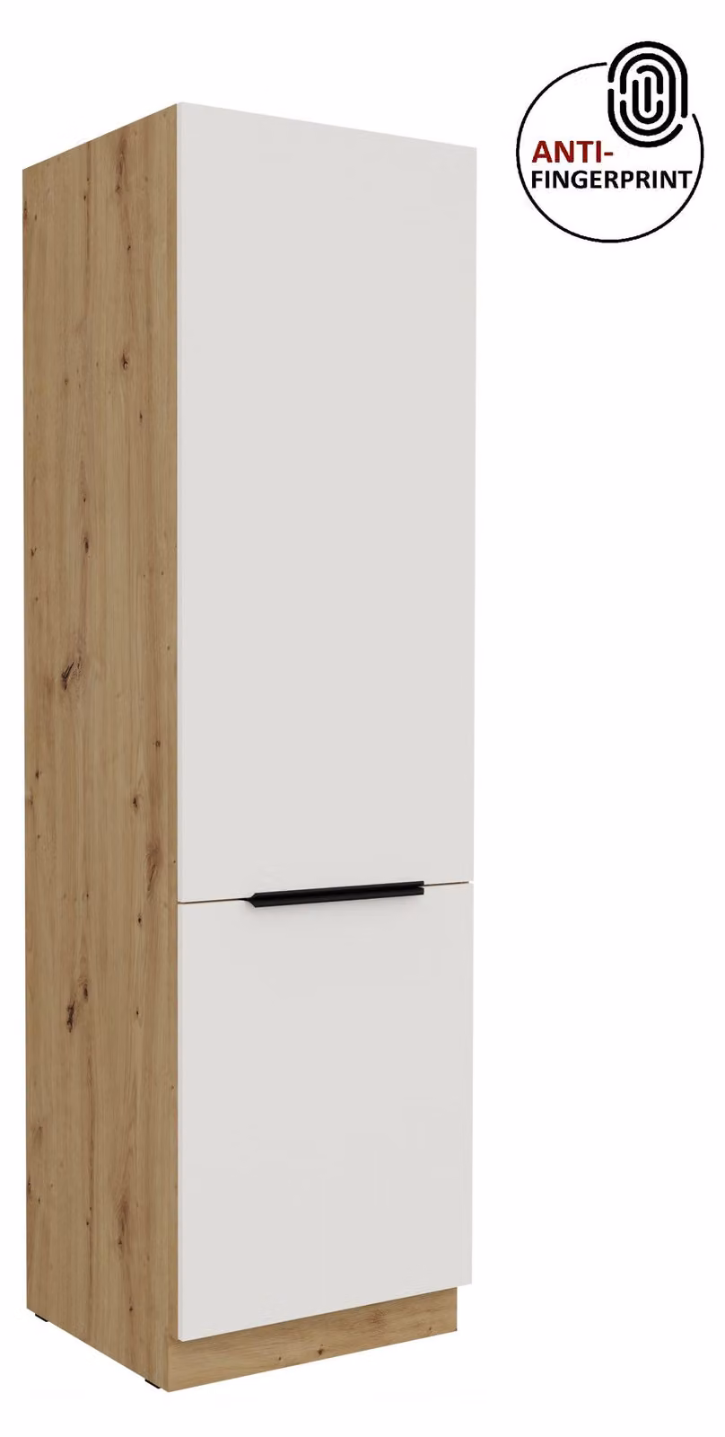 Credenza da cucina da 60 cm, cucina ARIA bianco ultra opaco + rovere Artisan opaco, frontali di alta qualità con rivestimento anti-impronta, mobile da cucina con chiusura ammortizzata