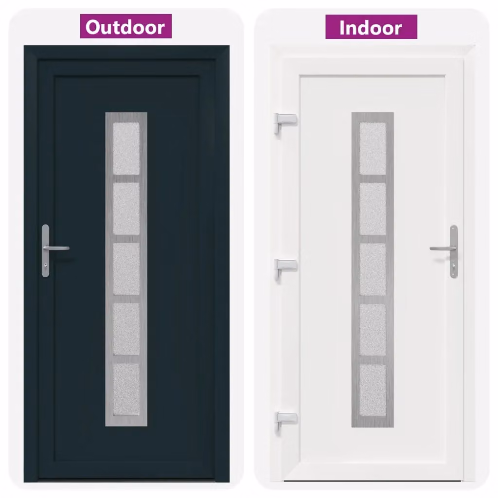 Porta Frontale Moderna vidaXL in Plastica e Vetro, Colore Antracite, L: 88 cm, H: 200 cm