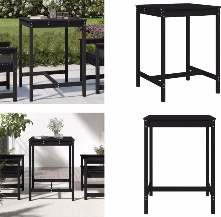 vidaXL Tavolo da giardino nero 82,5x82,5x110 cm in legno di pino massiccio - Tavolo da giardino - Tavoli da giardino - Tavolo da esterno - Tavolo da patio