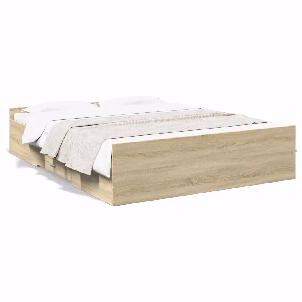 vidaXL Giroletto con Cassetti in Rovere Sonoma e Legno Multistrato, 150x200 cm – 2