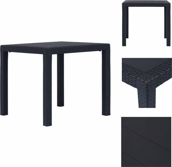 vidaXL Tavolo da giardino antracite 79 x 79 x 72 cm in plastica effetto rattan - Tavoli da giardino