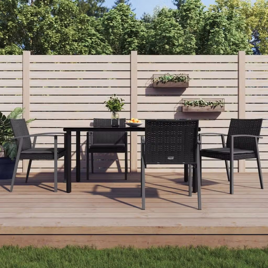 The Living Store Set da pranzo da giardino 5 pezzi con cuscini in poly rattan e acciaio
