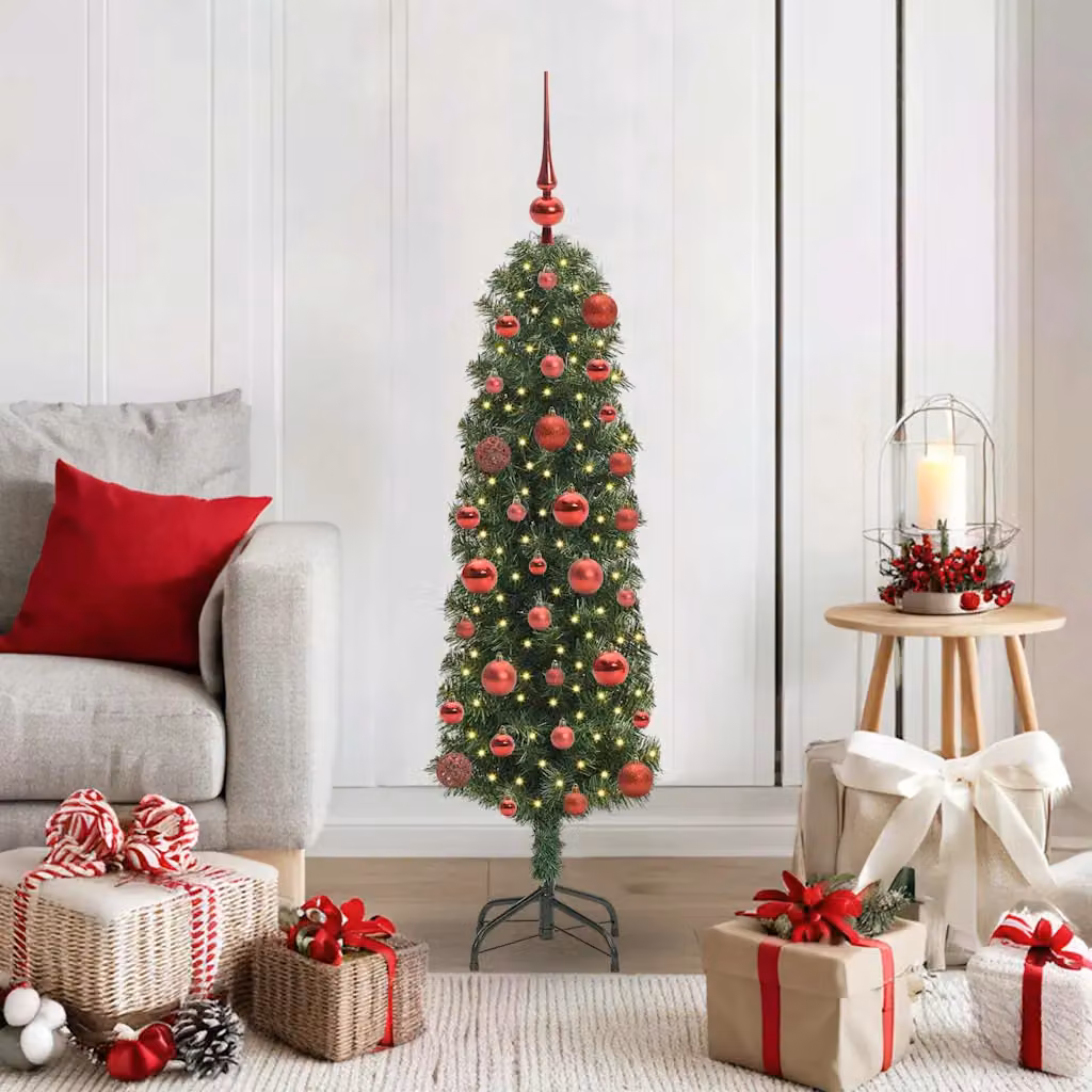 Albero di Natale artificiale moderno vidaXL verde con 150 LED luce bianca calda, Altezza: 120 cm
