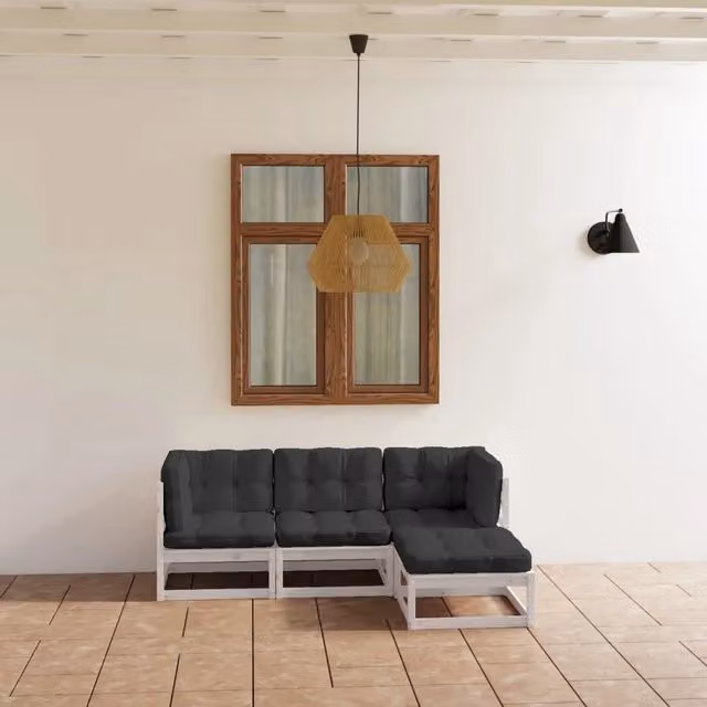 Set Divani da Giardino 4 pz con Cuscini Legno Massello Pino 3076575