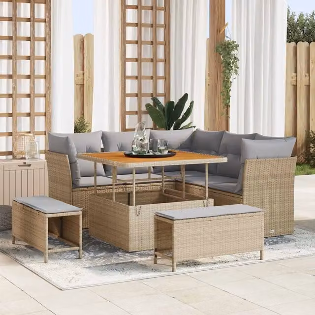 Set Divano da Giardino 8 pz Beige polyrattan 3361477