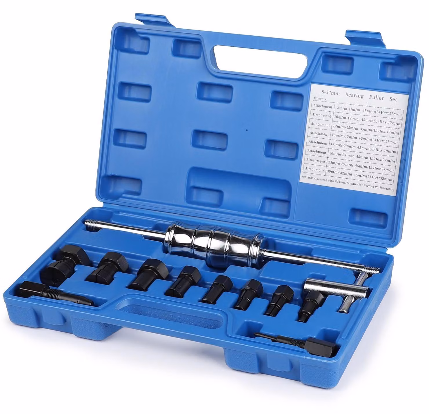 Set di estrattori per cuscinetti - 12 pezzi, estrattore per cuscinetti interni - Utensile professionale - 8-32 mm - Adatto per auto e motori - Facile da usare...