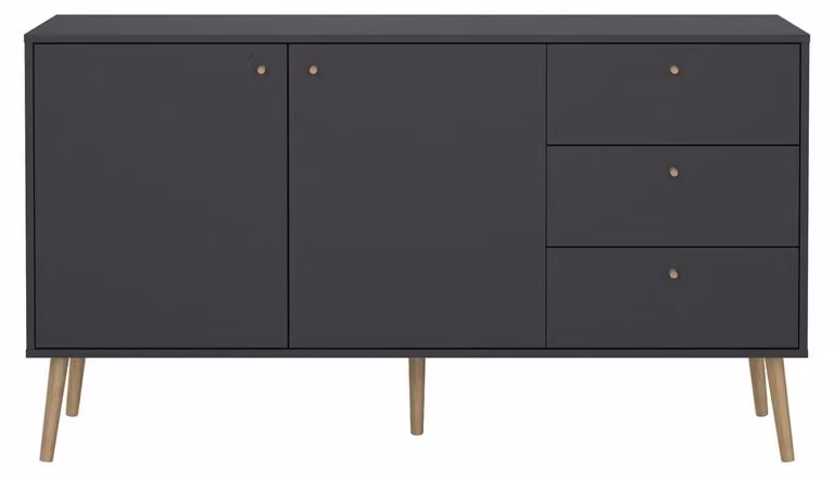 Calicosy - Credenza 2 ante e 3 cassetti con gambe in legno L147,2 cm - TARP