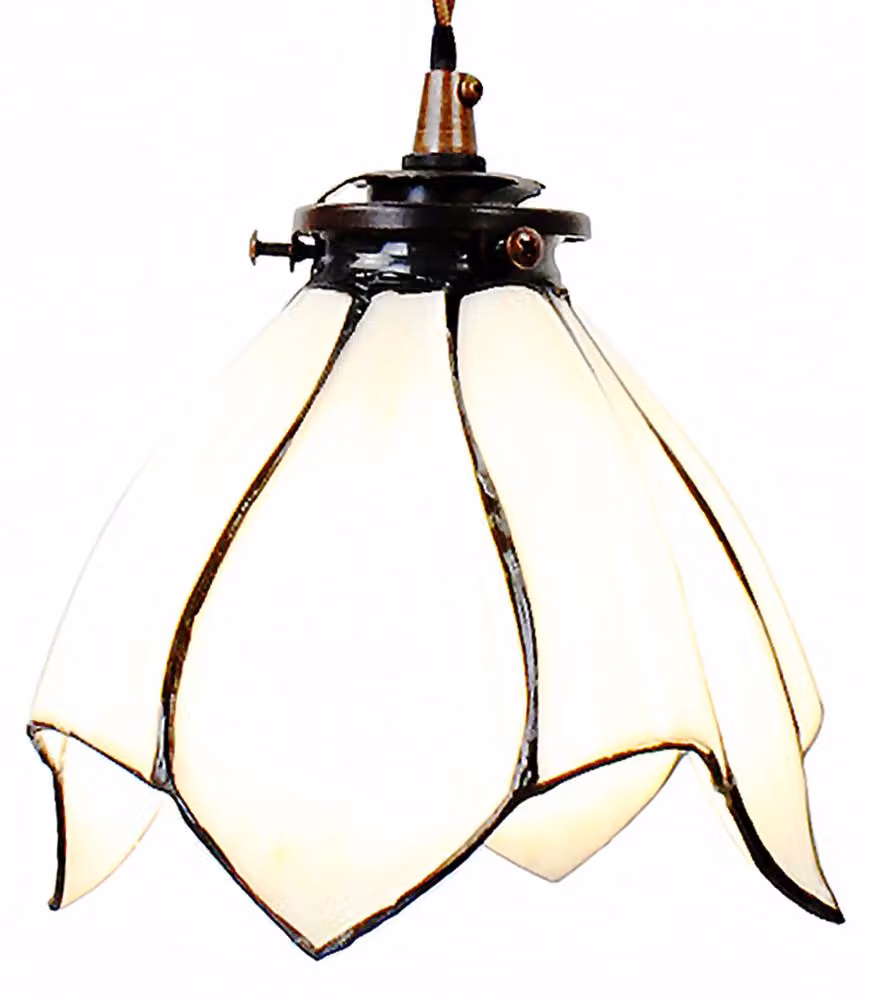 Clayre & Eef lampada a sospensione Tiffany Ø 18x115 cm vetro bianco marrone
