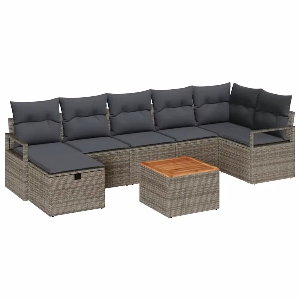 Set Divano da Giardino a L vidaXL in Polyrattan Grigio con 8 Pezzi e Cuscini – 2