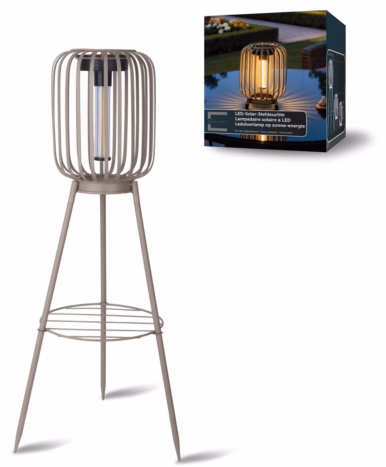 Lampada solare a LED, modello 3in1, per esterni, adatta per giardino, con luce bianca calda, sensore di luminosità, grado di protezione IP44, lampada solare senza fili, ideale per terrazza, balcone e illuminazione del giardino, colore beige