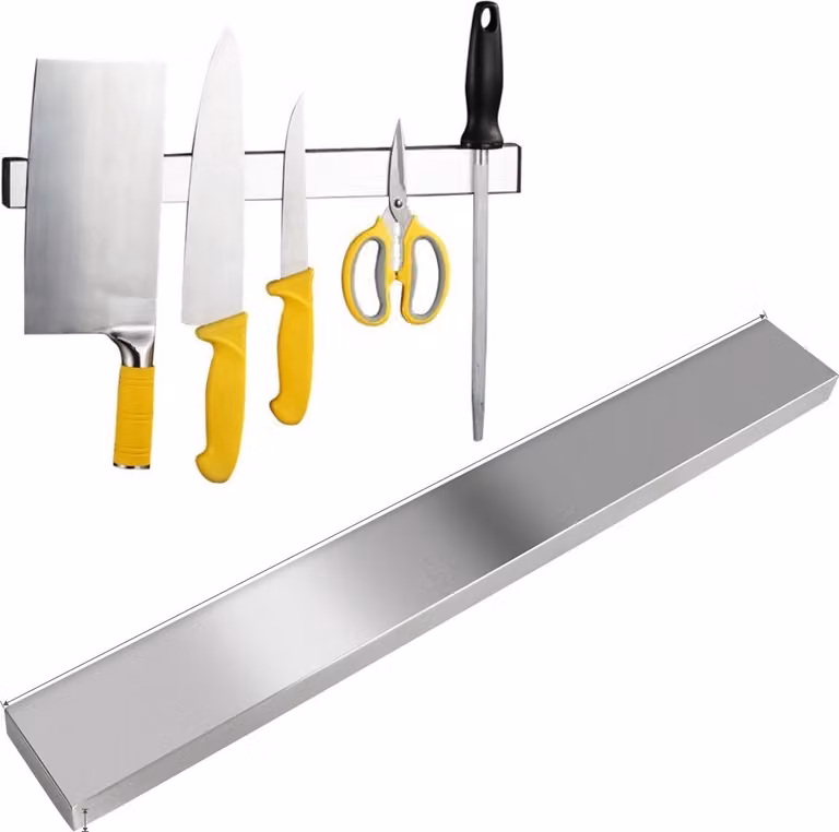 set di 2 binari magnetici autoadesivi 40 cm - Binario portacoltelli in acciaio inox senza foratura | binario magnetico per attrezzi e utensili da cucina | binario portautensili con nastro adesivo | portacoltelli da parete | portautensili