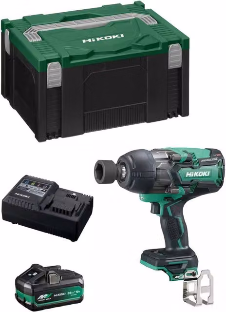Avvitatore ad impulsi HiKOKI WR36DBB1X con batteria ricaricabile e valigetta HSC II, colore verde