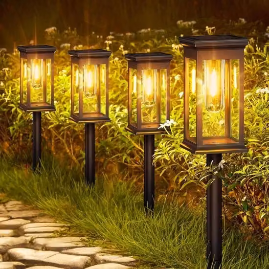 Illuminazione esterna a energia solare - Lampade solari per esterno - 6 pezzi - Lampade solari tipiche - Luce calda wolfram - Impermeabile - Accensione automatica - Decorazione esterna - Giardino terrazza cortile - Ideale come regalo