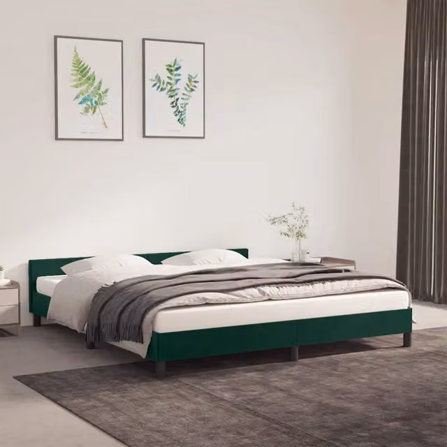 Giroletto senza Materasso Verde Scuro 160x200 cm in Velluto 347582