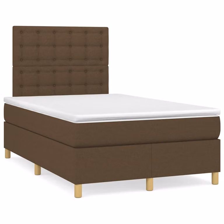 Letto con Materasso a Molle e Illuminazione LED vidaXL, Tessuto Marrone e Bianco, L/P/H: 120 x 200 x 123 cm