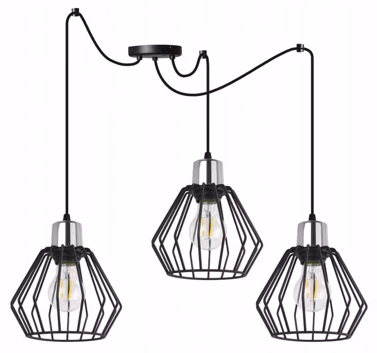 Lampada a sospensione, lampadario da soffitto, paralume in filo metallico, LED