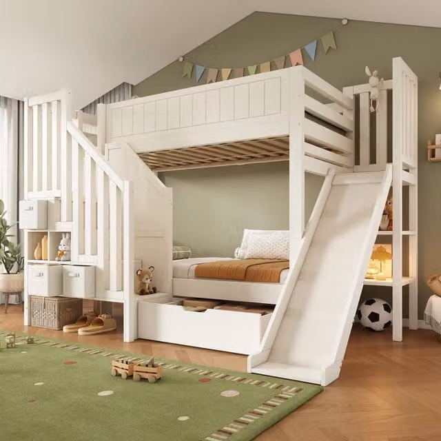 letto a castello legno bianco 90 x 200 cm