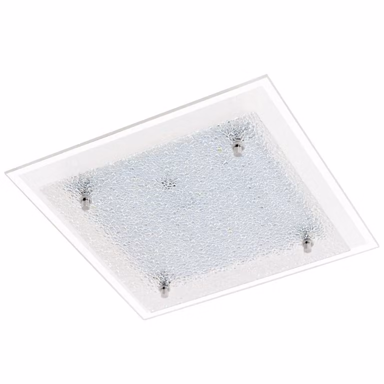 Plafoniera LED, bianca, vetro ghiacciato, L 28 cm