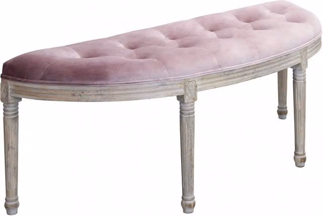 Panca Margi in Velluto Rosa 125x45x48 h cm in Legno Rosa
