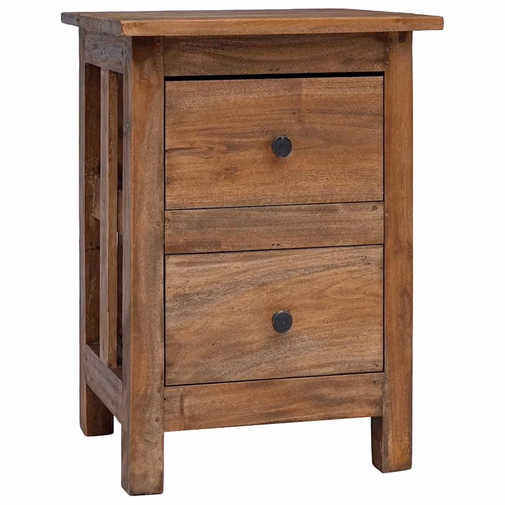 Comodino in legno massello vidaXL marrone stile rustico L: 40 cm, P: 30 cm, H: 51 cm – 2