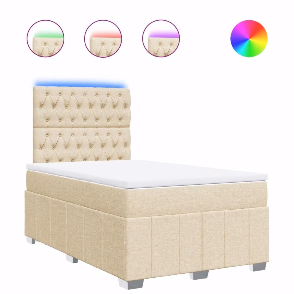 SYFAX™ Giroletto a Molle con Materasso Crema 120x190 cm in Tessuto