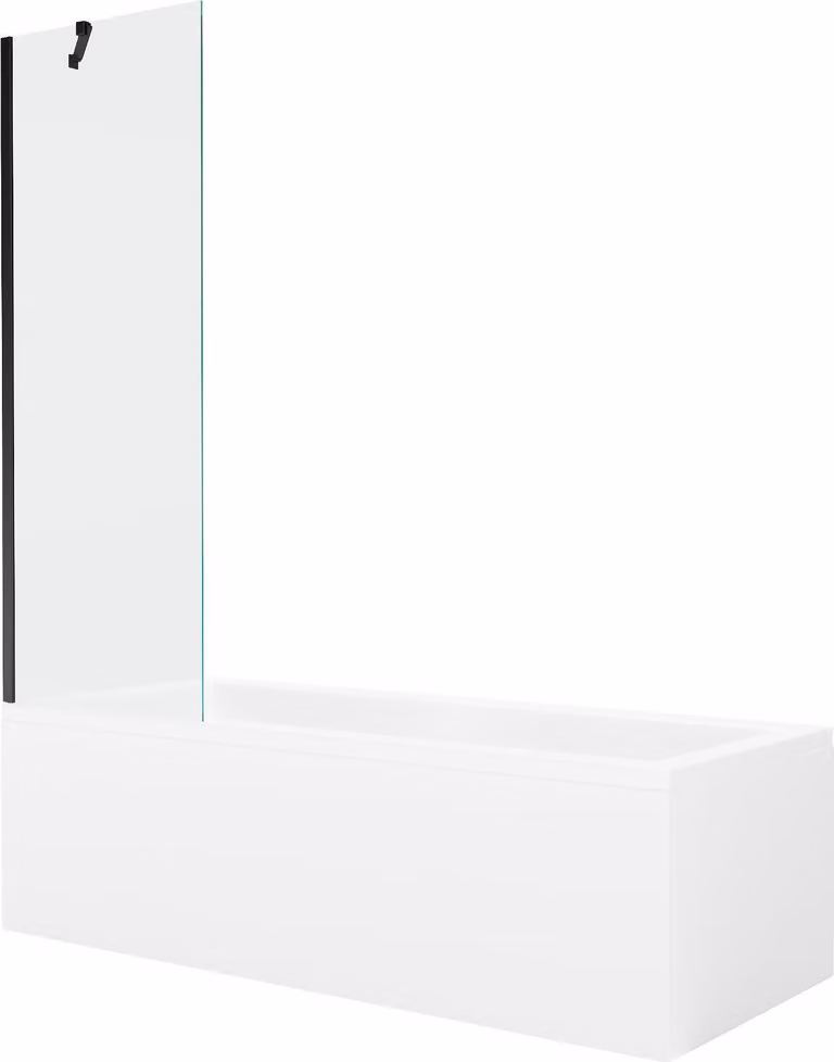 Mexen Cubik vasca rettangolare 150 x 70 cm con rivestimento e paravento a 1 anta 60 cm, trasparente, nero - 550315070X9506000070