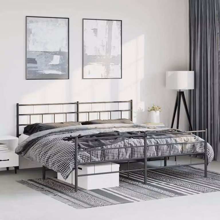 vidaXL Giroletto con Testiera e Pediera in Metallo Nero L: 187 cm, P: 90 cm, H: 219 cm
