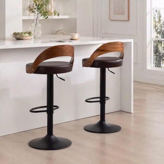 Set di 2 sgabelli da bar 42,5 x 42 x 77-98 cm marrone – girevoli 360°