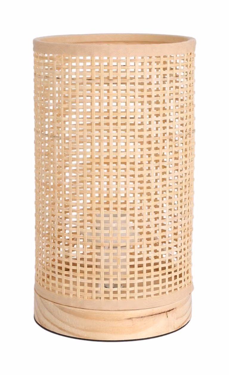 Lampada da tavolo in bambù, cono, legno di pino, 13 x 23 cm