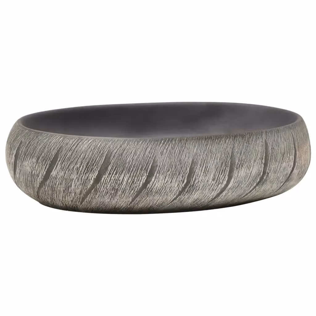 Lavabo da appoggio ovale in ceramica vidaXL nero e grigio L: 59 cm, P: 40 cm, H: 15 cm – 2