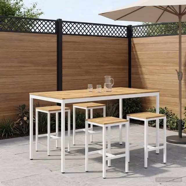 Tavolo Bar da Giardino Bianco 196 x 100,5 x 105 cm 3394429